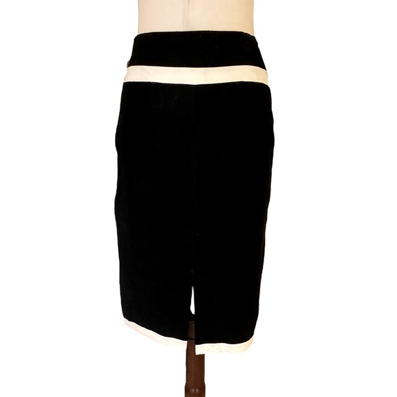 Illia Anthropologie Suede Leather Black & White Midi Pencil Skirt - S - Picture 5 of 10